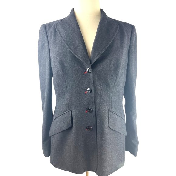 Vintage ESCADA Grey Wool Blazer, Women’s Size 42 Euro/Large US - Picture 1 of 16